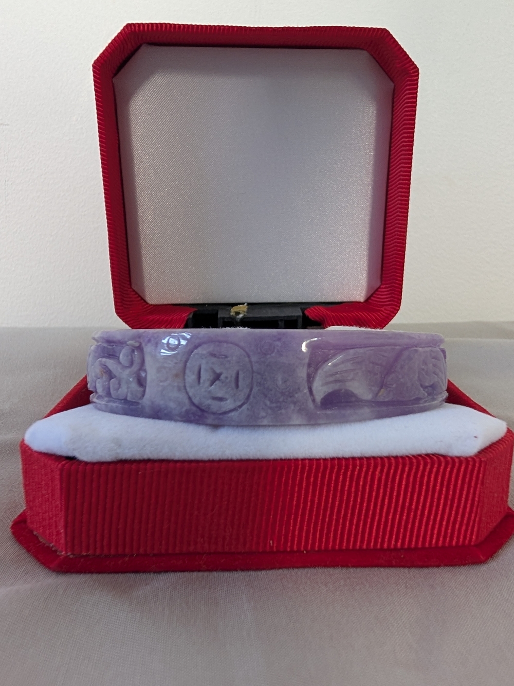 Lavender Carved Jade Bangle Bracelet - Women Accessories